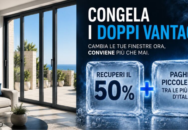 Cambia le finestre con il doppio vantaggio: rate bassissime e recuperi il 50% col bonus 2026. Solo fino a settembre. Richiedi la tua consulenza gratuita.